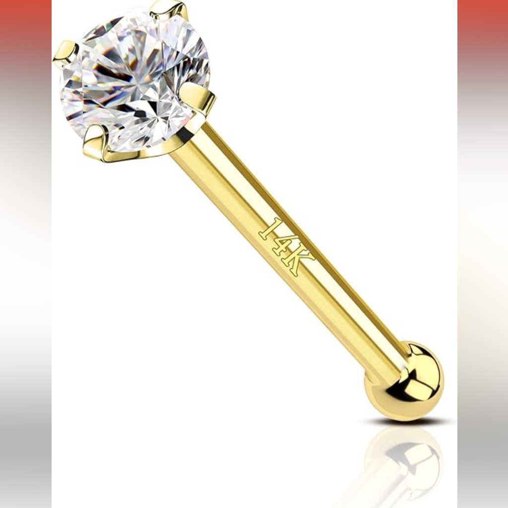 14 Kt Gold Nose Stud With Small Stone